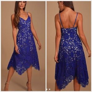 Lulu’s NWT Lace Handkerchief Black Midi Dress Size Small